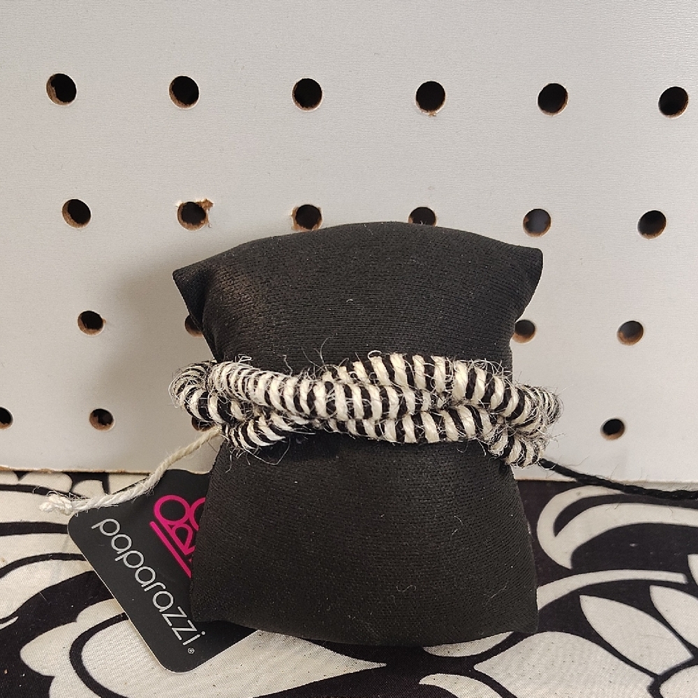 paparazzi Black and White Twisted Rope Bracelet